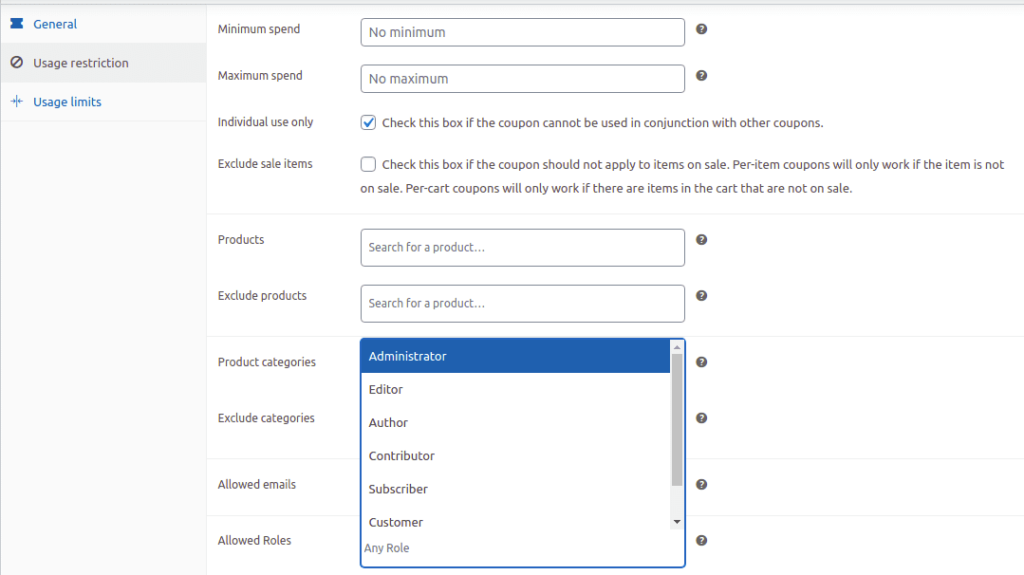 WooCommerce Coupon By Roles