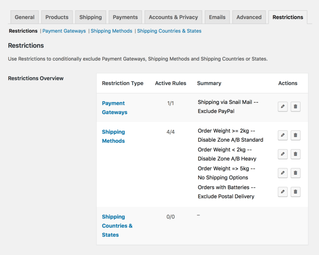 Conditional Shipping and Payments