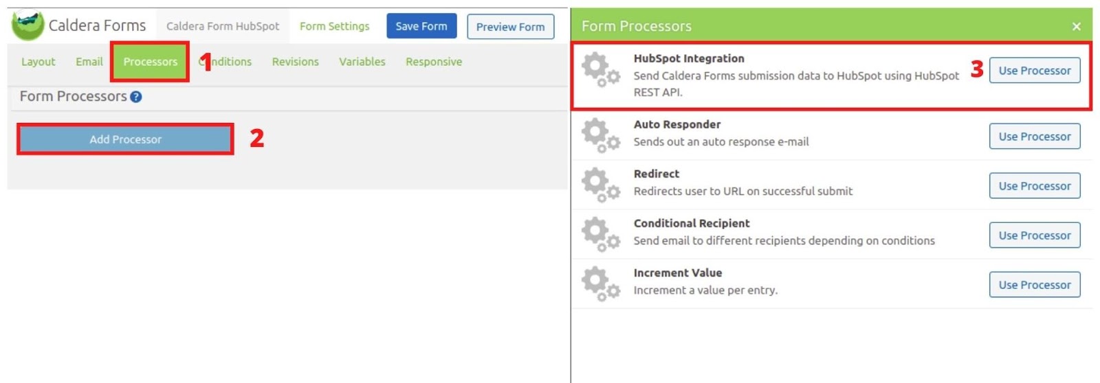 Choose HubSpot Integration Processor