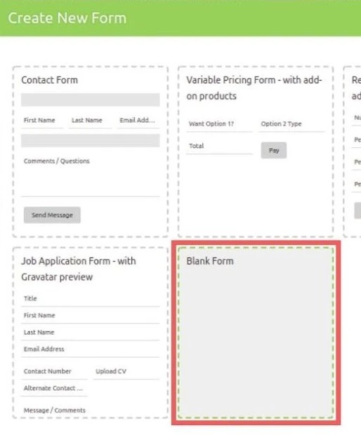 Create a new Blank Form in the Caldera Forms plugin