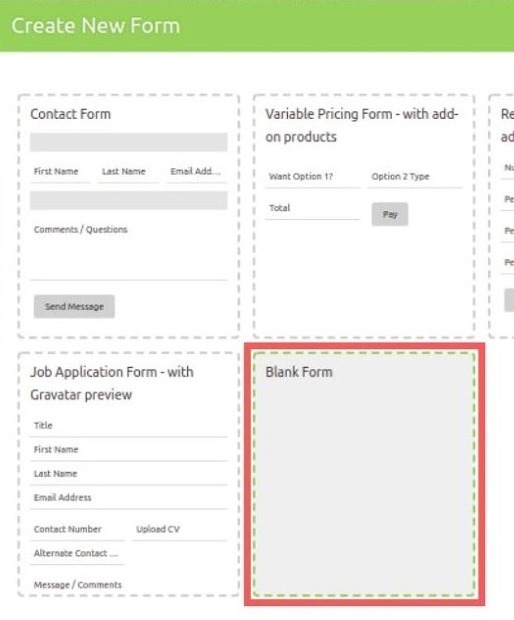 Create a new Blank Form in the Caldera Forms plugin