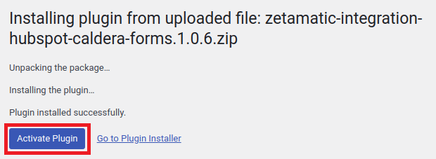 activate plugin after uploading its ZIP file