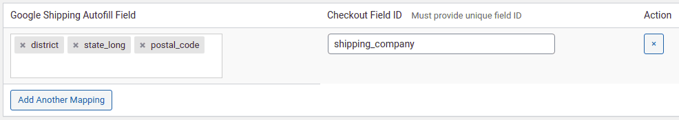 Google Autofill Shipping Field Mapping
