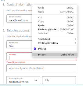 To combine multiple fields into one, select the field where autofill data is to be configured, then right-click and select Inspect.