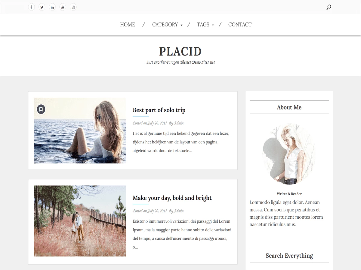 Placid - WordPress Themes for Blogs