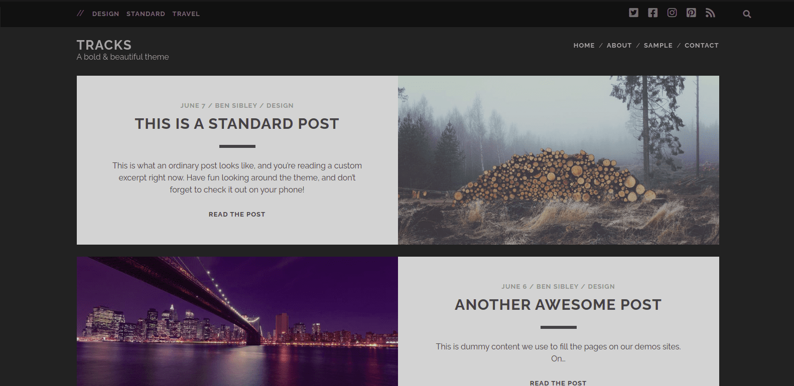 Tracks - WordPress Themes for Blogs