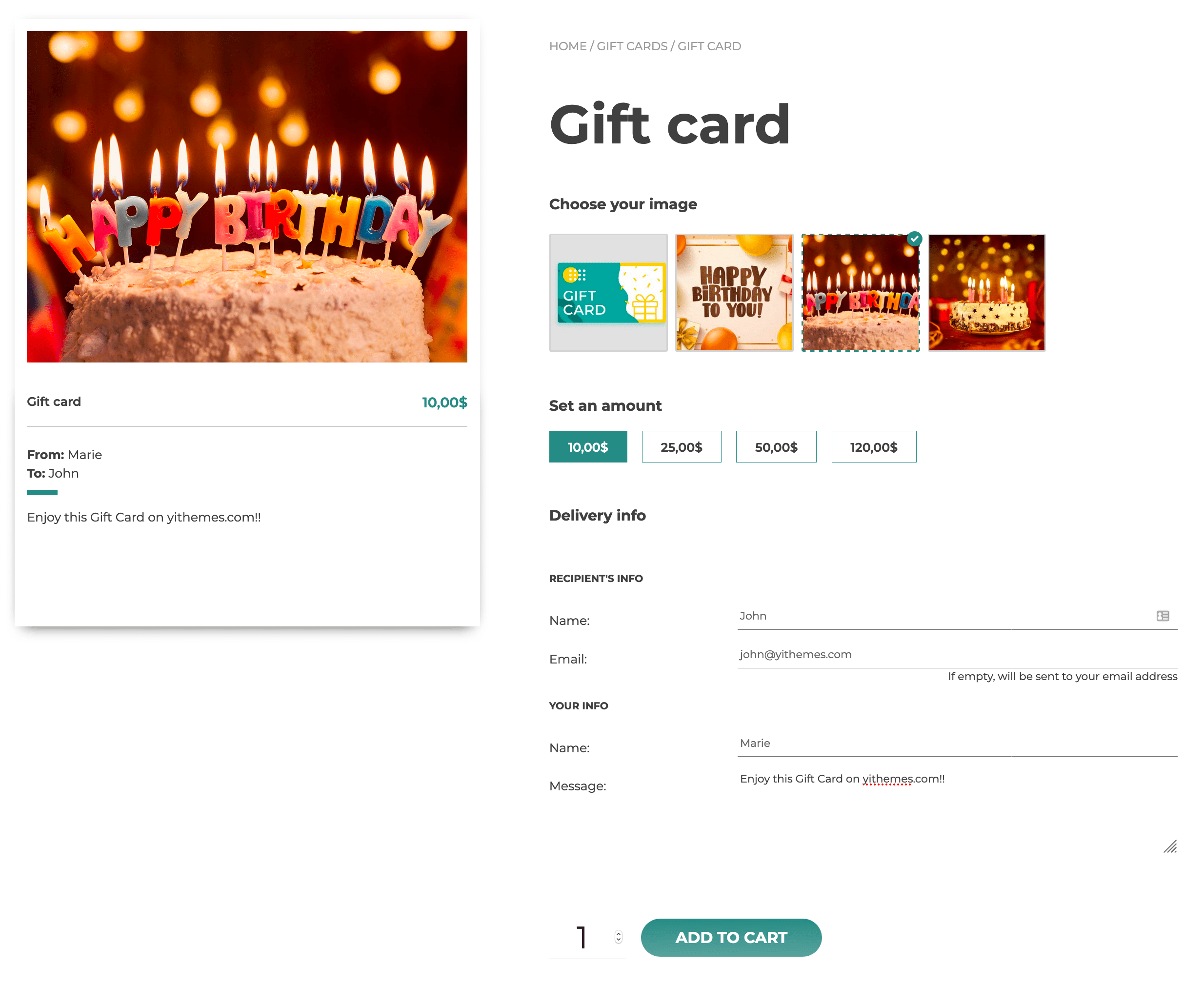 YITH WooCommerce Gift Cards