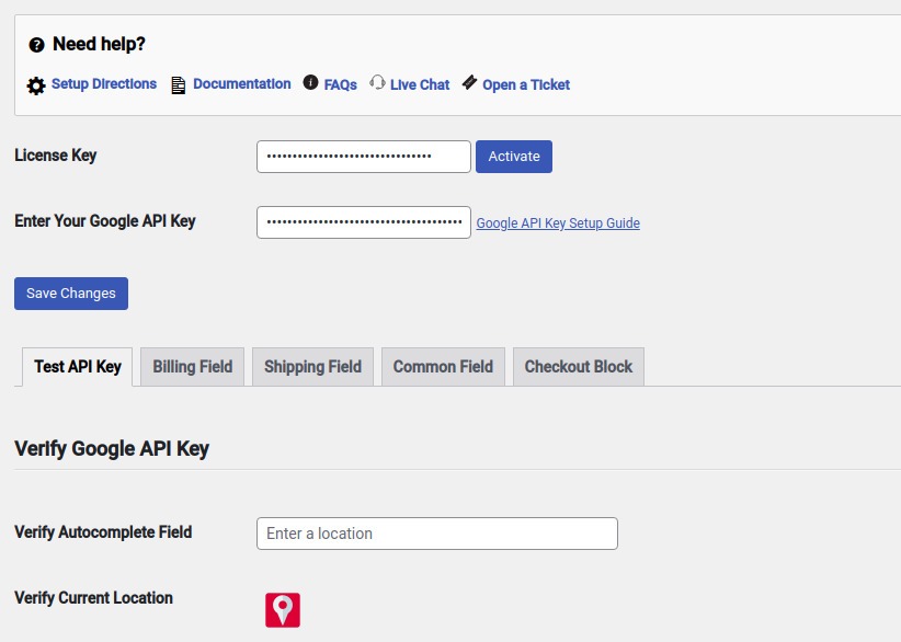 Google Maps API key and enter it into the free or pro version of this plugin, Checkout Address Autofill for WooCommerce