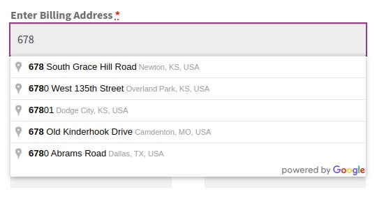 addresses and selecting from the suggestions, Checkout Address Autofill for WooCommerce