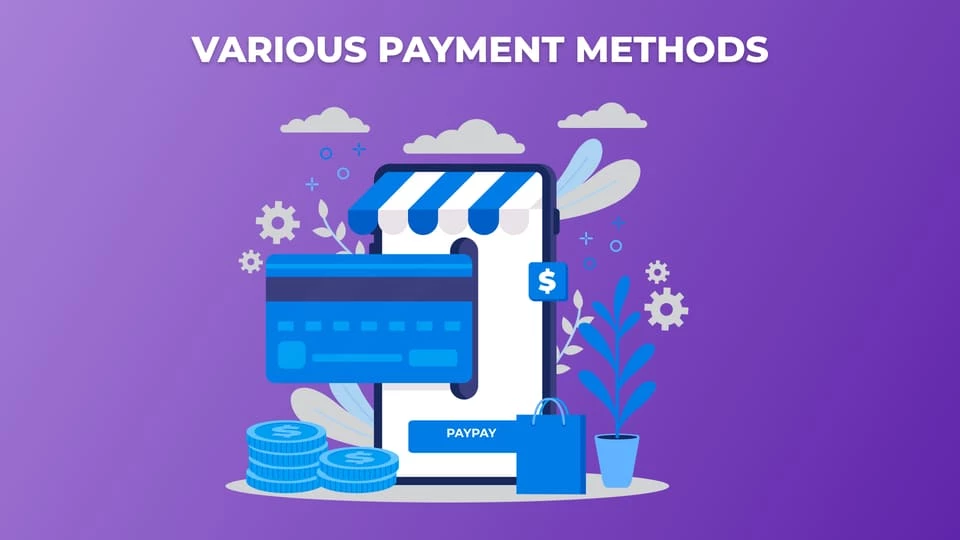 Various payment methods, e-commerce sales