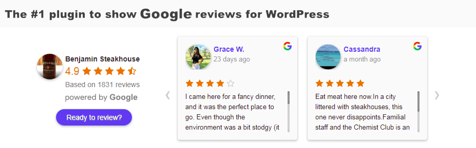 Widget for Google Reviews