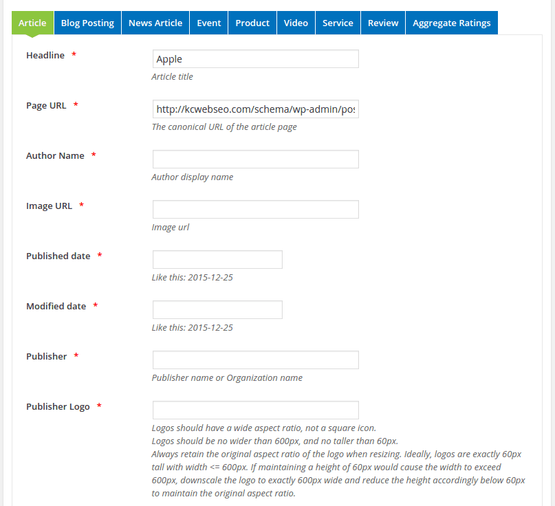 WP SEO Structured Data Schema