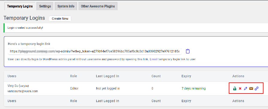 The access will be valid for the duration you specified. By clicking on the Edit(pen) icon in the Users section, you can change the time frame and other settings even further. 